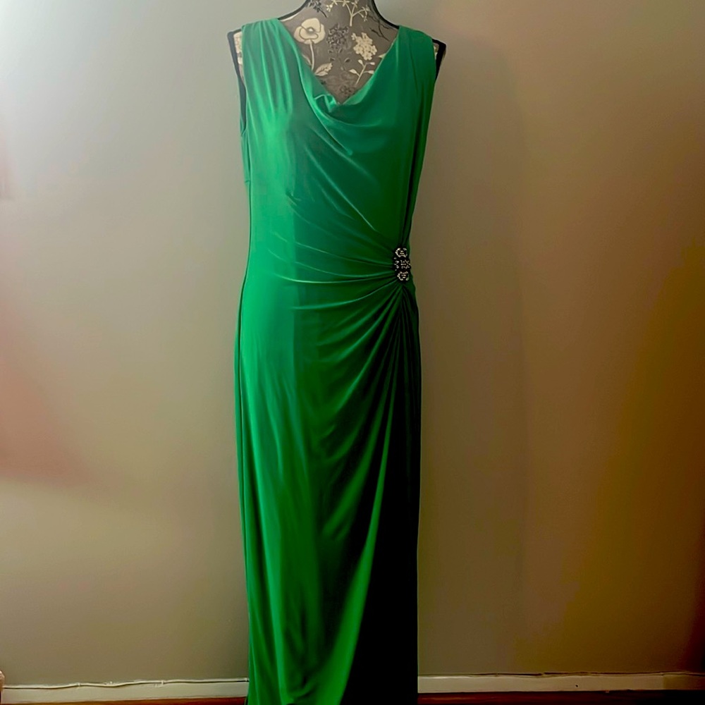 Vivid Kelly green evening gown